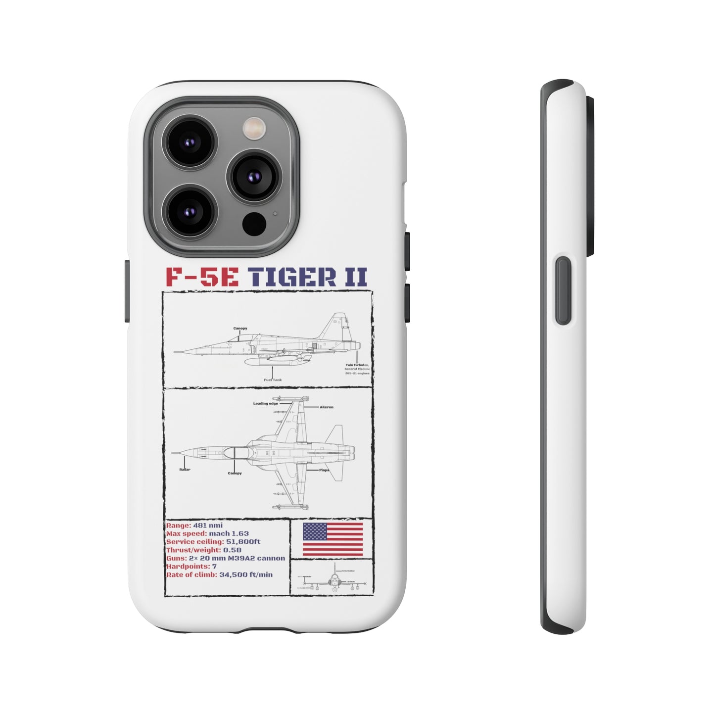 F-5E Schematic Durable Phone Case (USAF colour-ways)