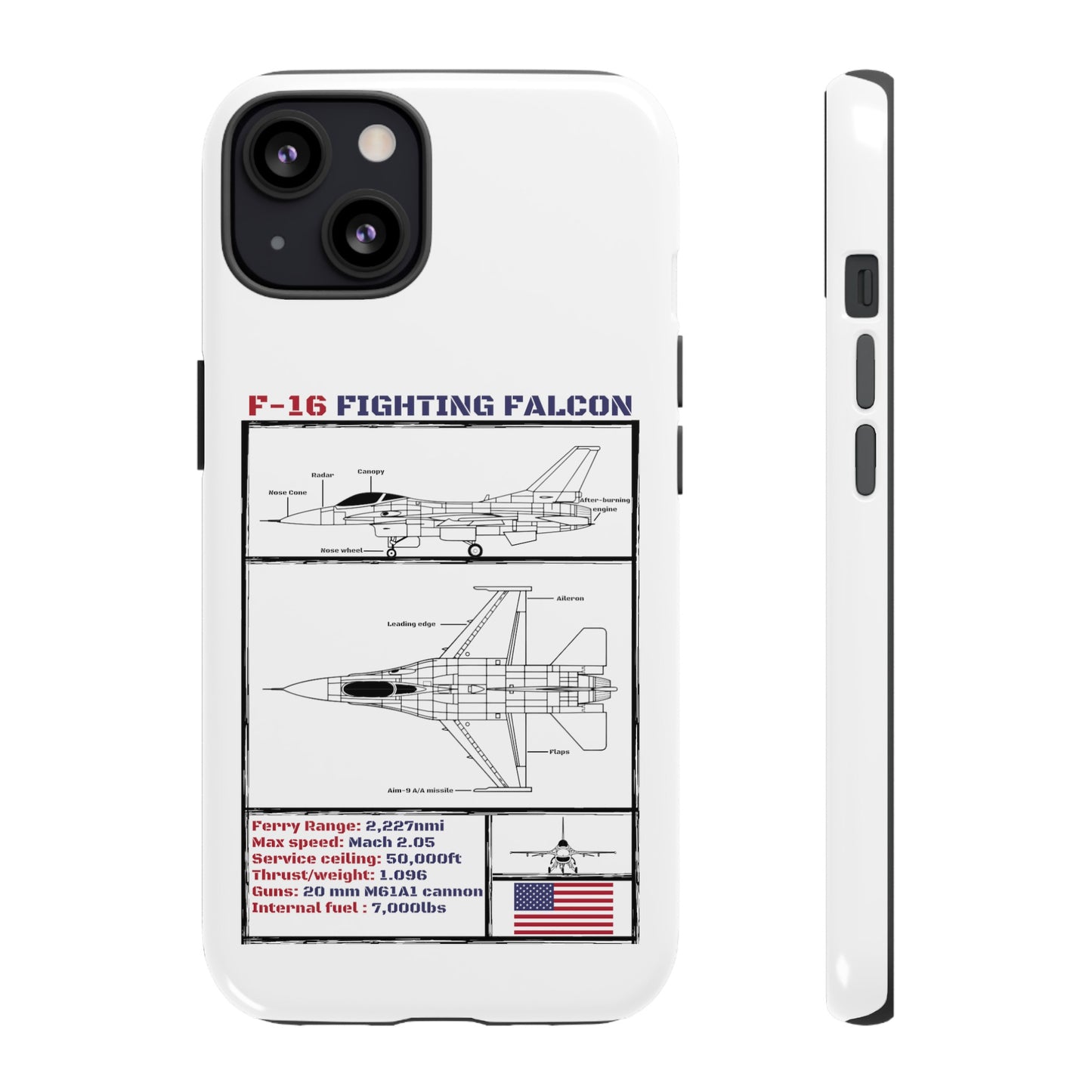 F-16 Schematic rigid Phone Case (USAF colour-ways)