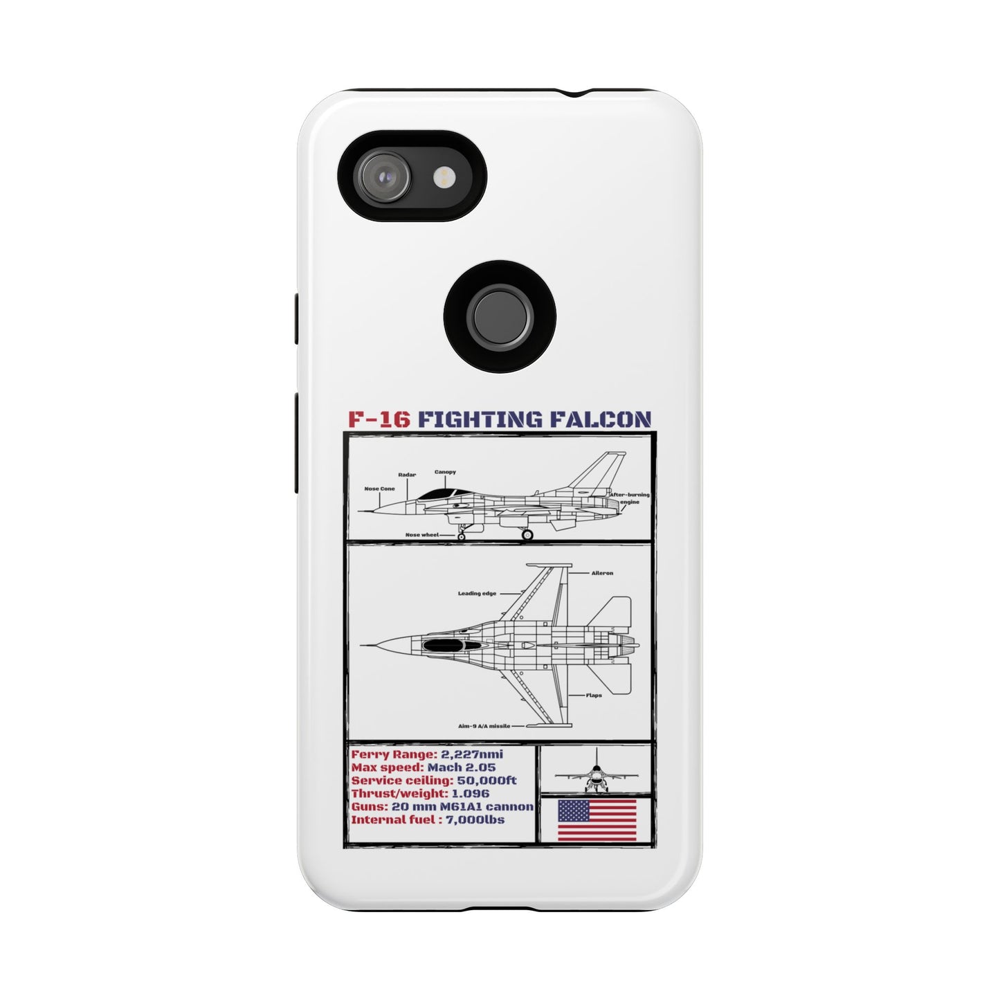 F-16 Fighting Falcon Schematic edition phone case (USAF Colour-Way)