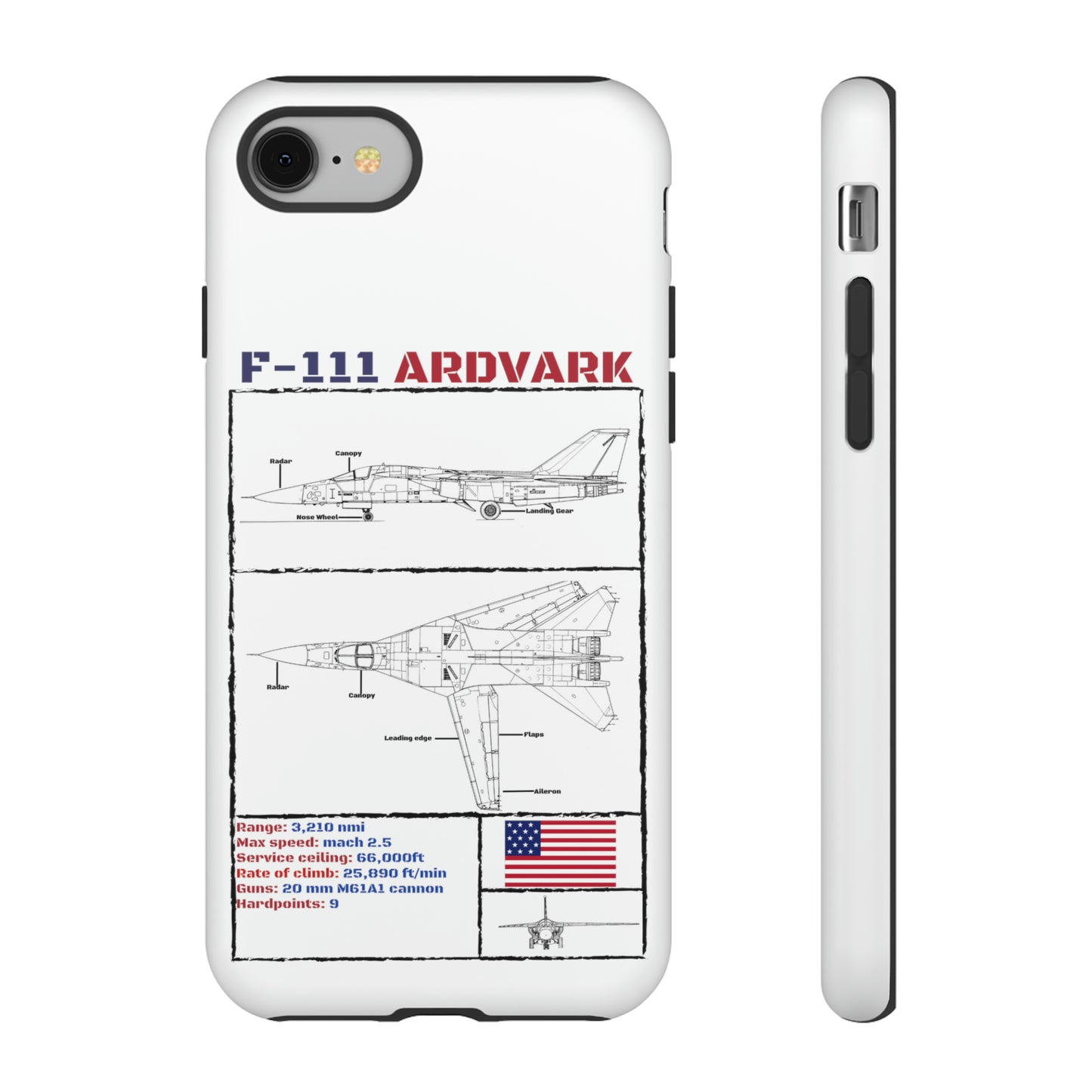 F111 Aardvark  Schematic Durable Phone Case (USAF Colourways)