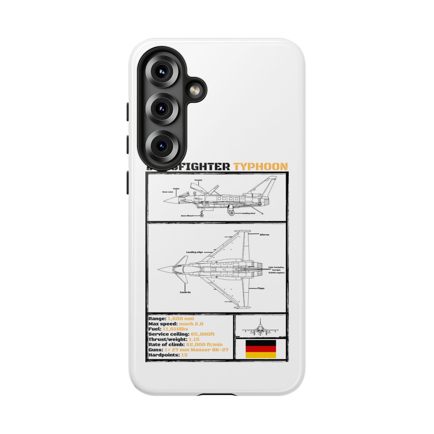 Eurofighter typhoon Schematic edition phone case (Luftwaffe Colour-Way)
