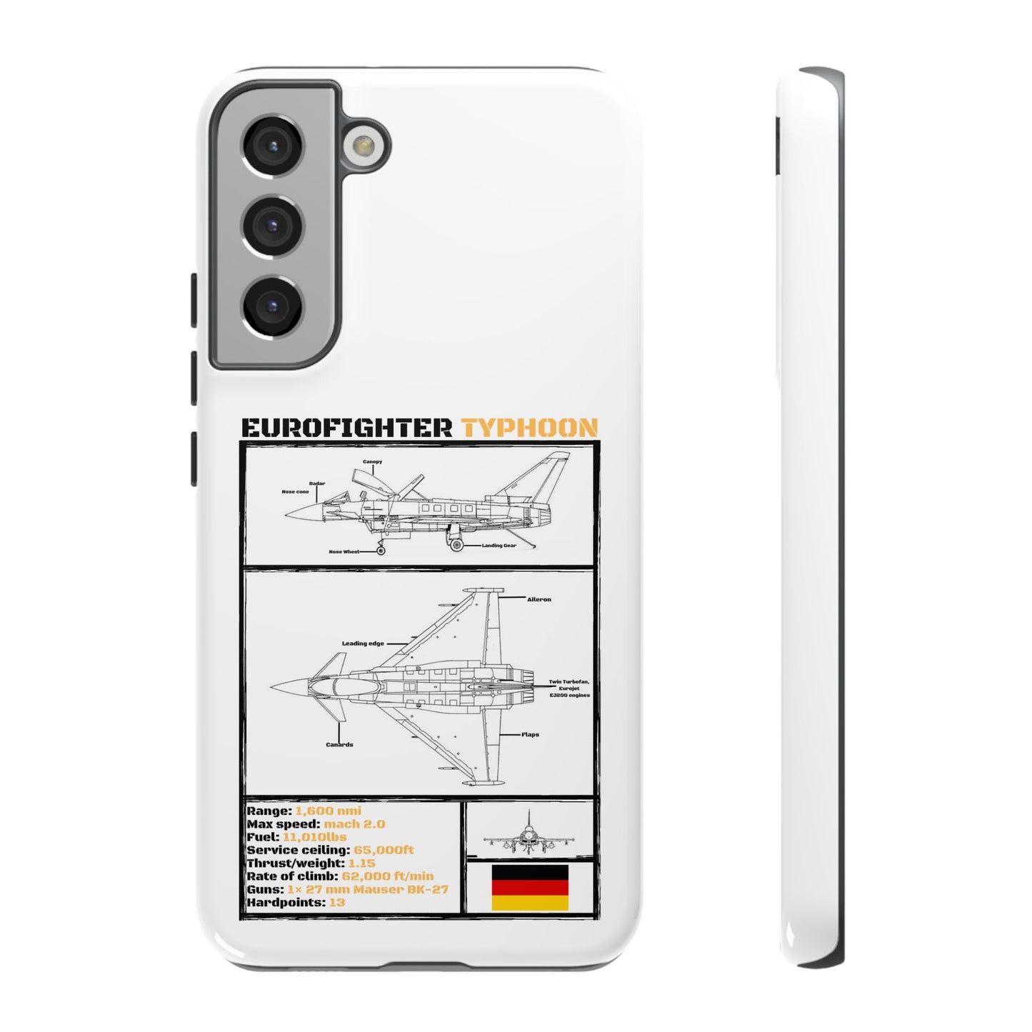 Eurofighter typhoon Schematic edition phone case (Luftwaffe Colour-Way)
