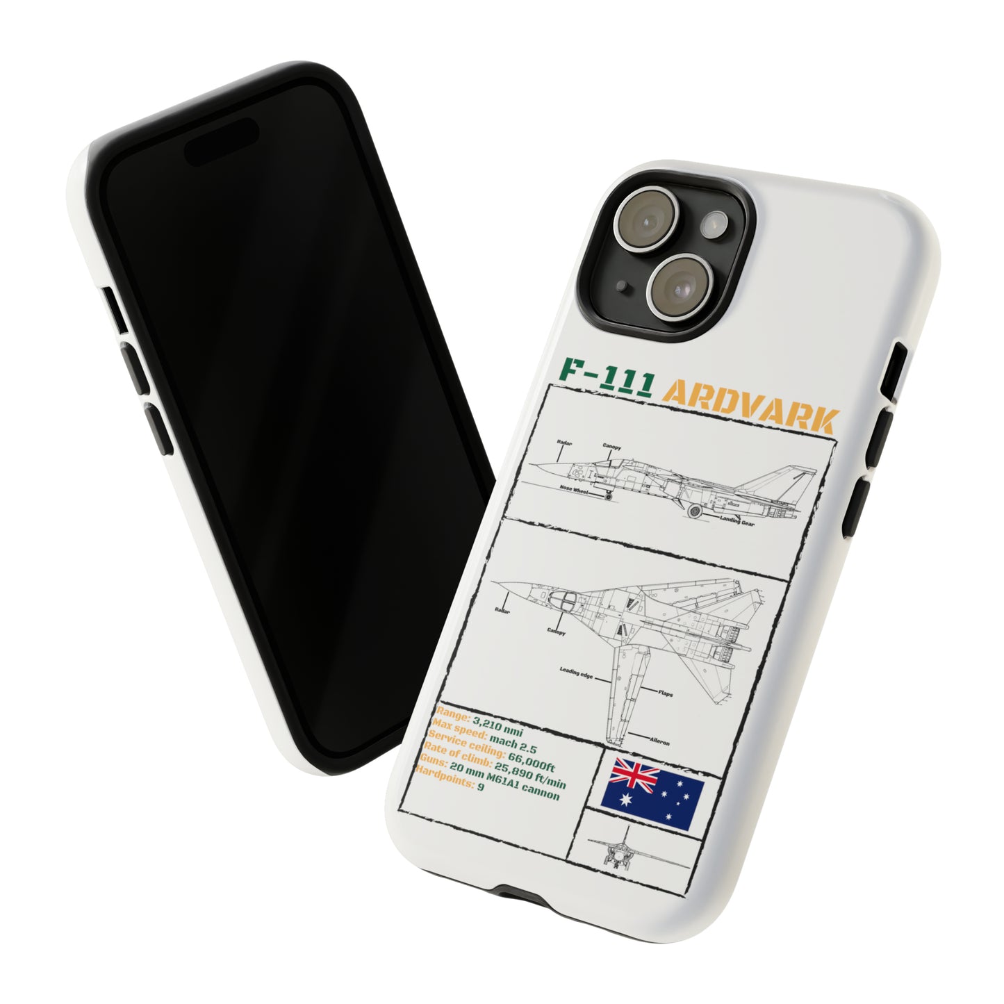 F111 Aardvark  Schematic Durable Phone Case (RAAF colouways)