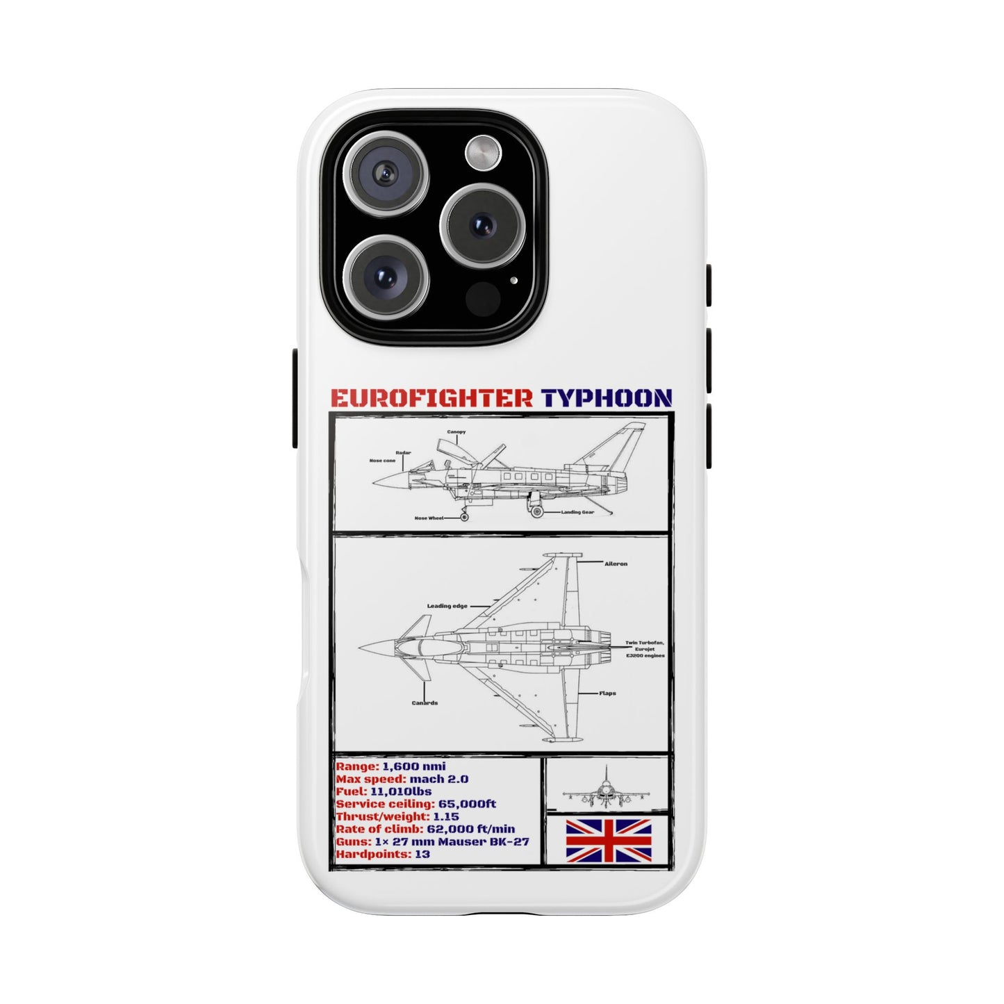 Eurofighter typhoon Schematic edition phone case (RAF Colour-Way)