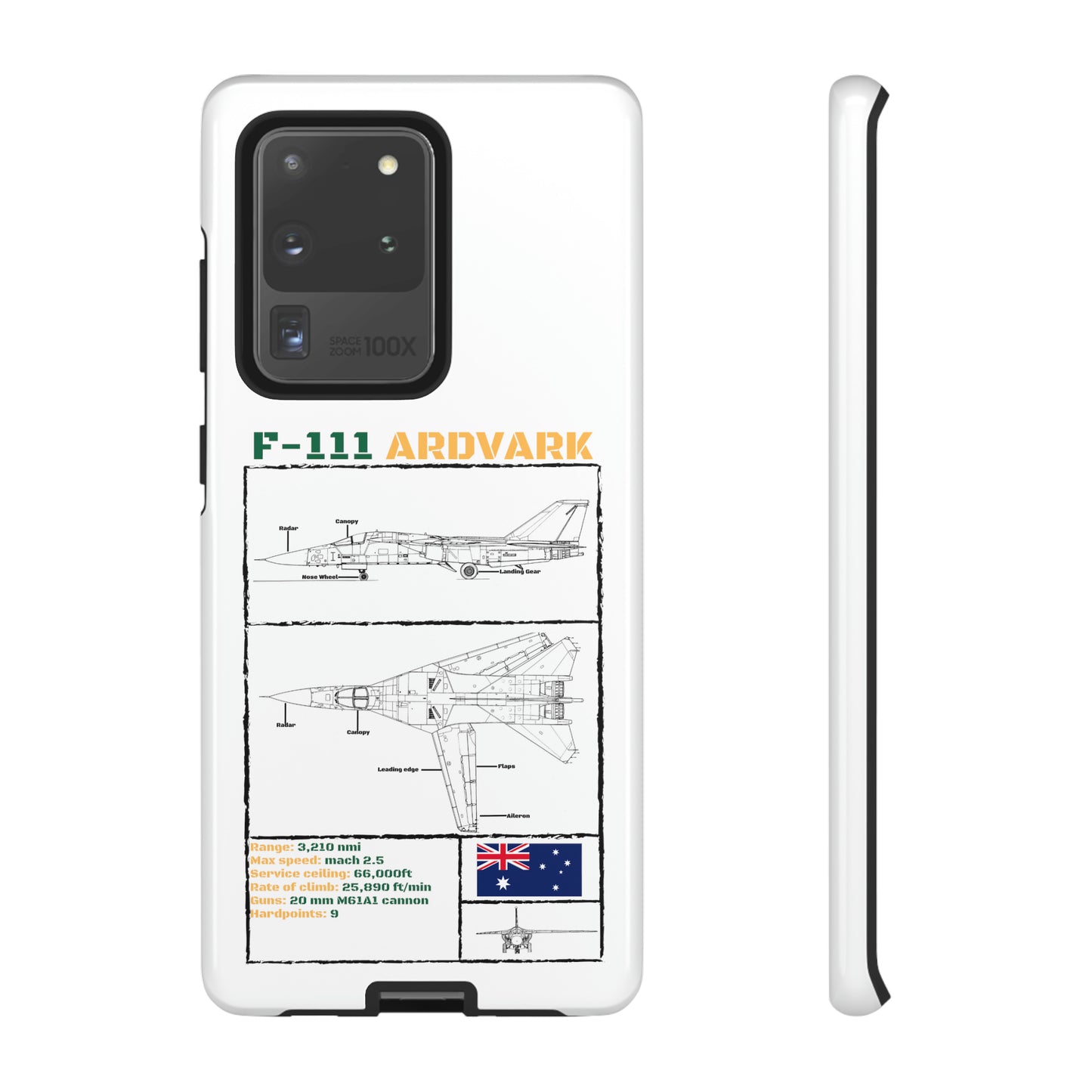 F111 Aardvark  Schematic Durable Phone Case (RAAF colouways)