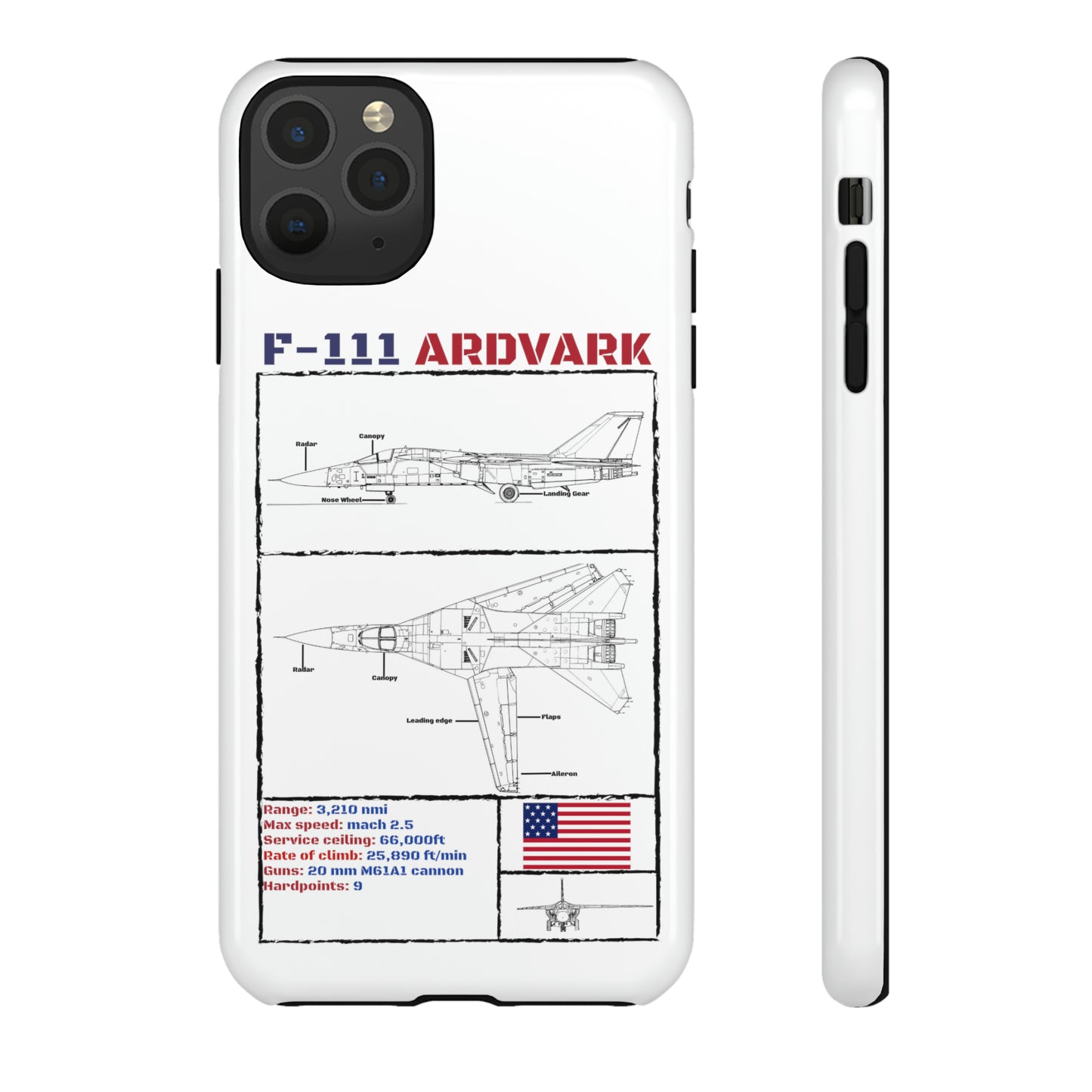 F111 Aardvark  Schematic Durable Phone Case (USAF Colourways)